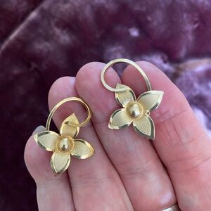 Gold Floral Screwback Earrings with Matte Finish